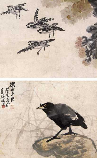 高尚之 双禽图 立轴